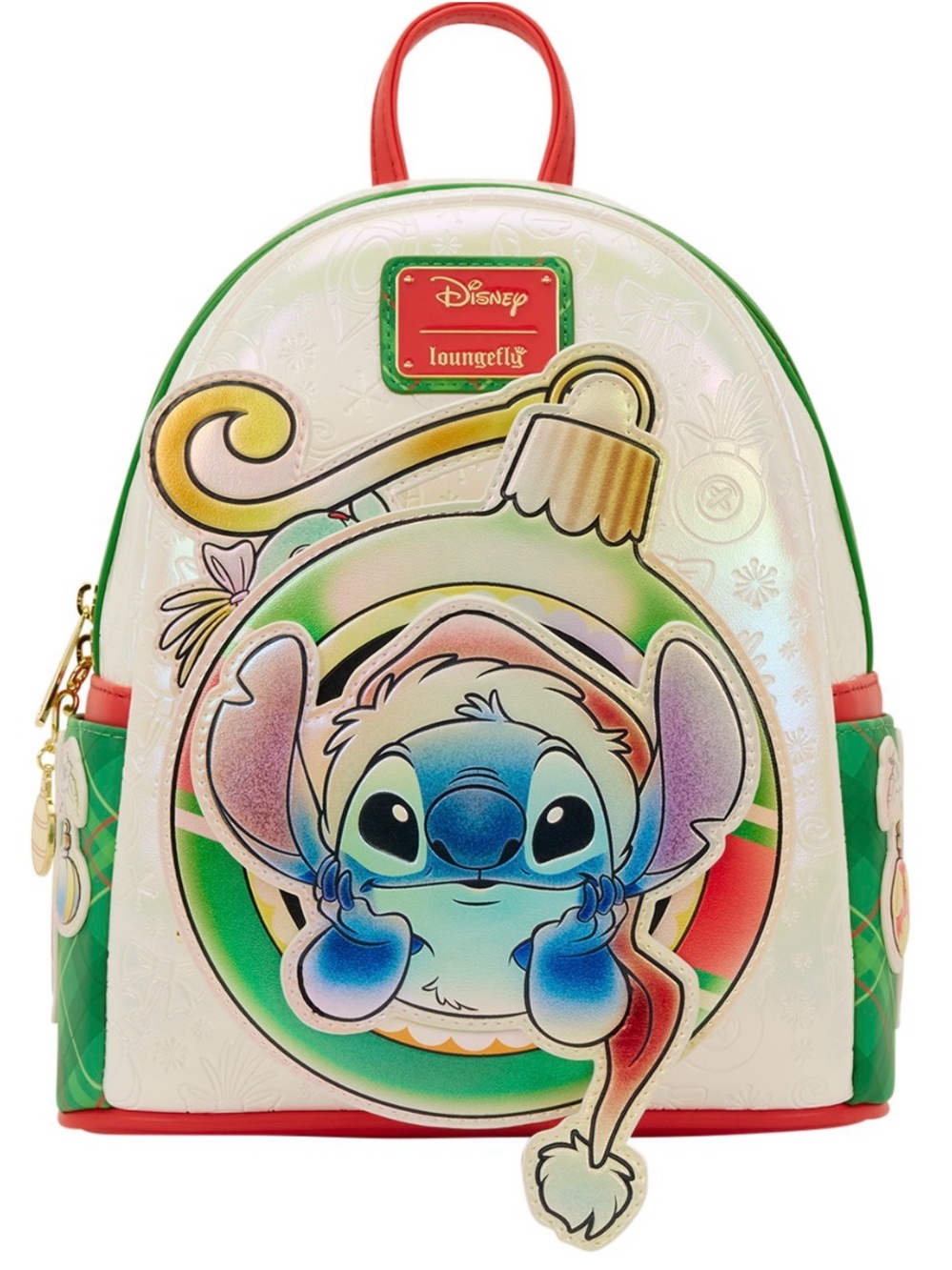 Loungefly Disney Stitch and Scrump Holiday Iridescent Ornament Mini Backpack